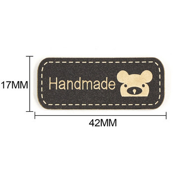 42x17mm мече етикети ръчно изработени етикети коала ръчно изработени плетене PU етикети за шиене на дрехи Етикет от изкуствена кожа Направи си сам шапки/шал 50 бр.