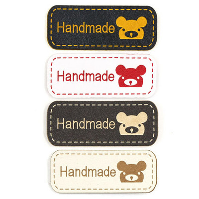 42x17mm medvjed naljepnice ručno izrađene oznake koala ručno izrađene pletene PU oznake za šivanje odjeće naljepnice od umjetne kože DIY kape/šal 50kom