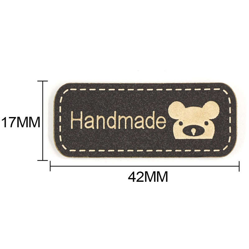 42x17mm medvjed naljepnice ručno izrađene oznake koala ručno izrađene pletene PU oznake za šivanje odjeće naljepnice od umjetne kože DIY kape/šal 50kom