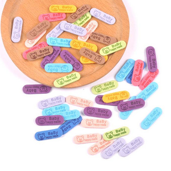 50 бр. Ръчно изработени етикети с шарка на мечка Етикети Дрехи Ръчно изработени етикети от PU кожа Направи си сам шапки Чанти Етикети за шиене Аксесоари за дрехи cp3509