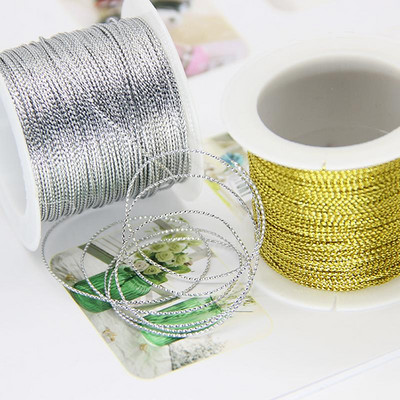 20 m-es csillogó drót arany ezüst színű kötél kerek címke cérna zsinór ajándék csomagoló zsinór barkács ékszer készítés ruha buli dekoráció