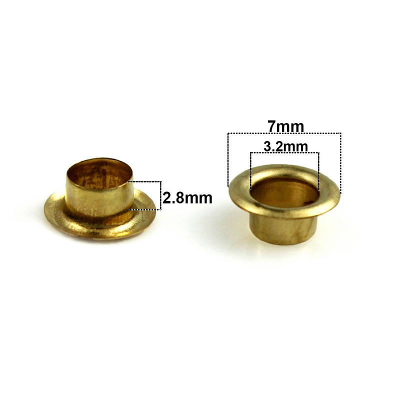 100 rinkinių 3,5 mm žalvarinė kilpa su poveržle.