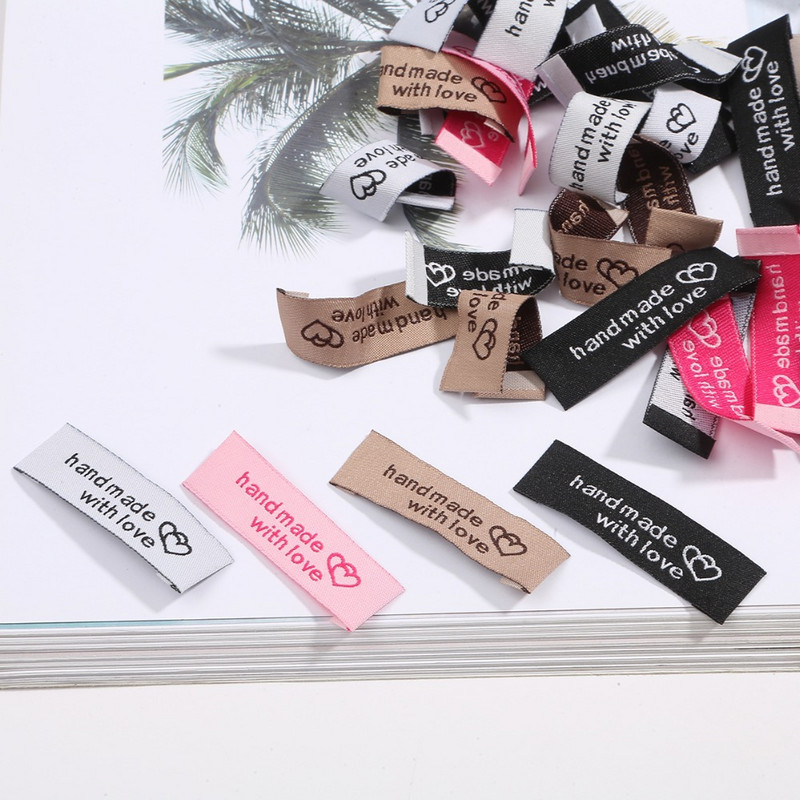 40 komada naljepnica za odjeću 50x15 mm ručno rađenih oznaka naljepnica od poliesterske tkanine DIY odjeća šeširi traperice torbe pribor pribor