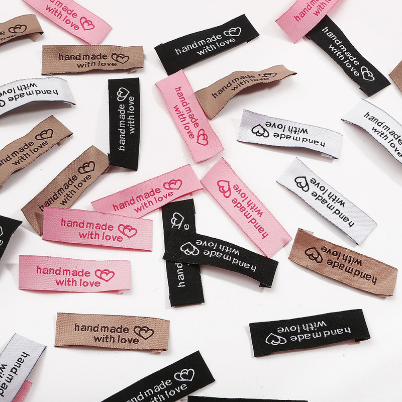 40 komada naljepnica za odjeću 50x15 mm ručno rađenih oznaka naljepnica od poliesterske tkanine DIY odjeća šeširi traperice torbe pribor pribor