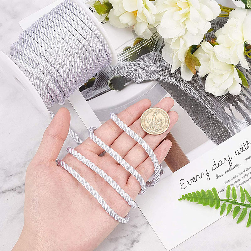 5 mm 5/10YD susuktos virvelės lyno apdaila, dekoratyvinė nailono virvė Rankų darbo virvelė, skirta siuvimui amatų apmušalai namų dekoravimui