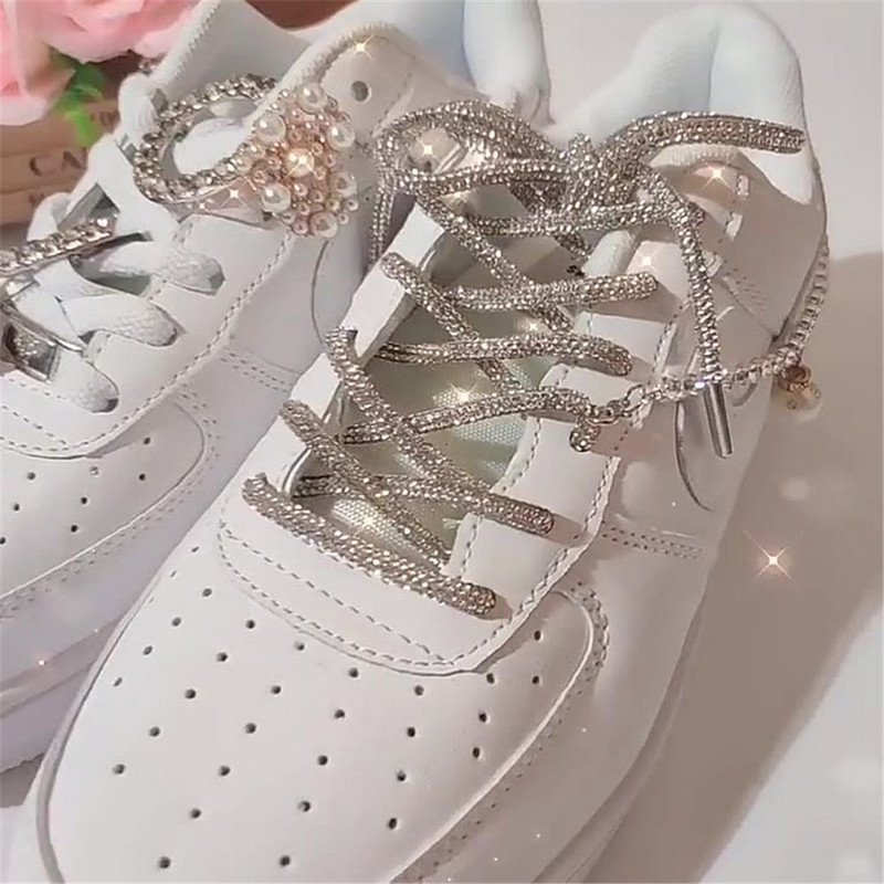 Kiegészítők Keresztfonatos pánt húzózsinór tornacipők fűzők gyémánt cipőfűzők fényes zsinórok strasszos cipőfűzők