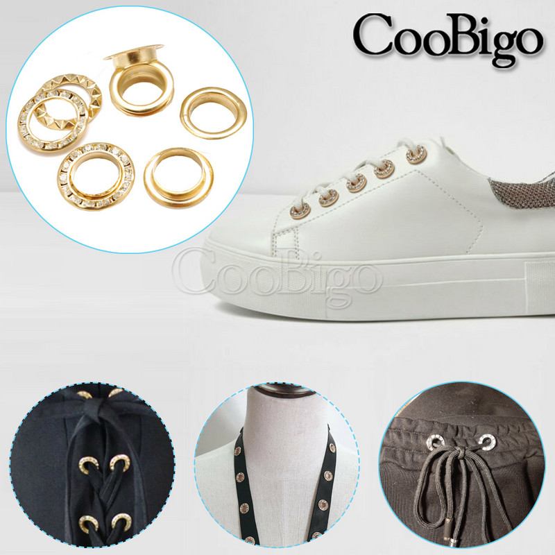 50 rinkinys su kalnų krištoliniais deimantais, įvorėmis, metalinėmis kilpomis, skirtomis odiniams drabužiams, batams, dangtelis, etiketė, diržas, krepšys „pasidaryk pats“ priedai, skersmuo 6–14 mm