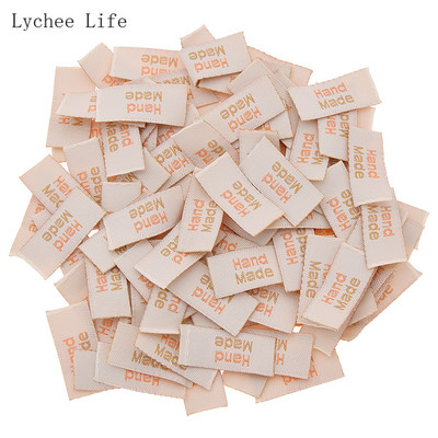 100 db Kézzel készített vászoncímkék Nyomtatott, kézzel készített szeretettel ruhacímkék Címkék ruhatáskákhoz barkács varróanyagok