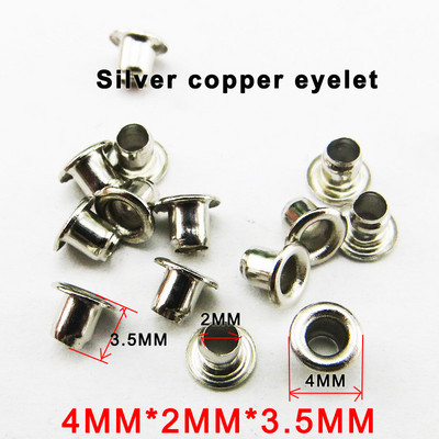 300 БР. 4ММ*2ММ*3,5ММ Медни сребърни капси за шиене на копчета за дрехи Кръгли копчета Кожени капси ME-066