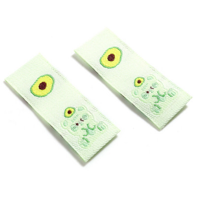 100 gab Poliestera Etiķetes Birkas Lācis Dzīvnieks Zaļš Augļu Raksts Bērnu Karikatūra Apģērbs Somas Cepures DIY Šūšanas piederumi 4x1,5cm