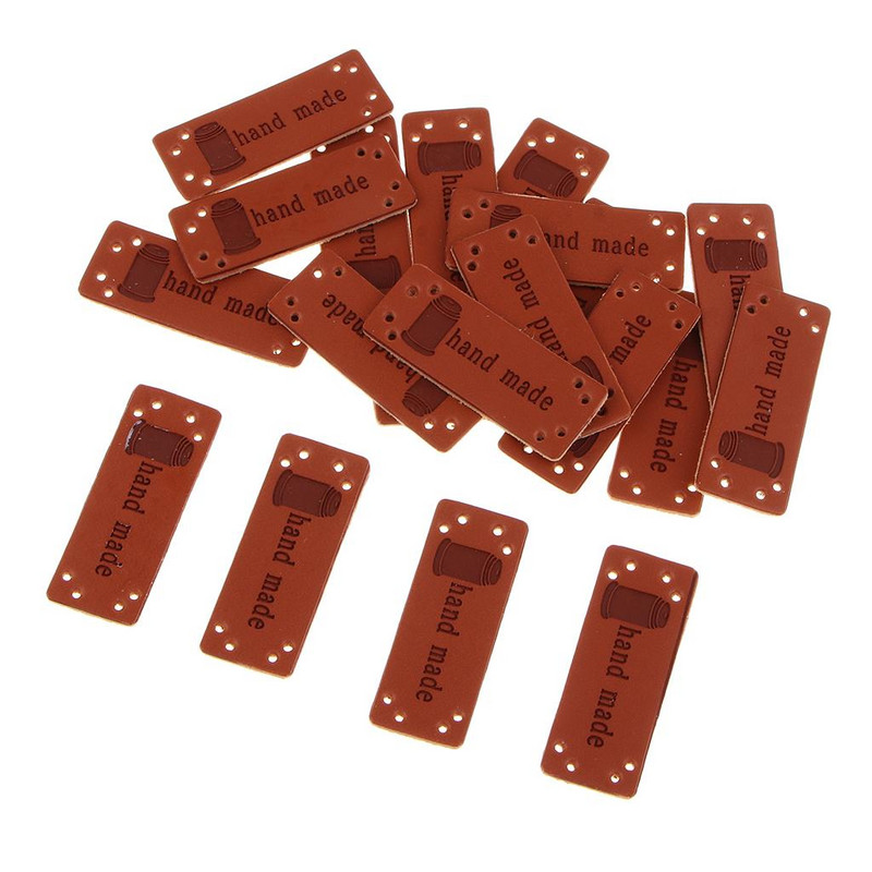 20x Etichete din piele PU Etichete lucrate manual Ornamentări Decoratiuni artizanale cu coasere Accesorii pentru articole de îmbrăcăminte Ornamentări Genți Pantofi