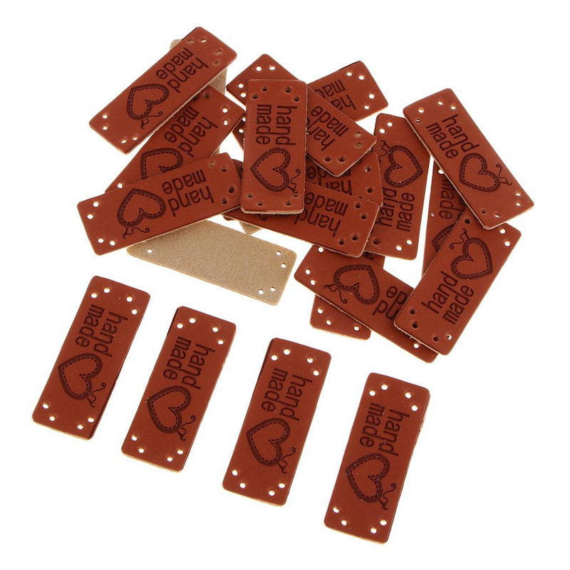20x Etichete din piele PU Etichete lucrate manual Ornamentări Decoratiuni artizanale cu coasere Accesorii pentru articole de îmbrăcăminte Ornamentări Genți Pantofi