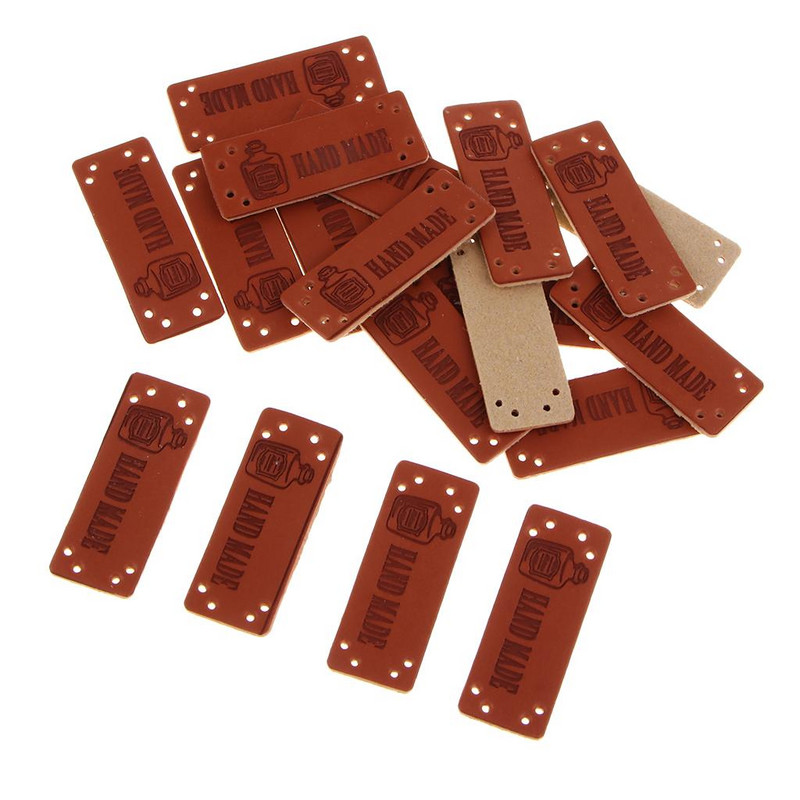 20x Etichete din piele PU Etichete lucrate manual Ornamentări Decoratiuni artizanale cu coasere Accesorii pentru articole de îmbrăcăminte Ornamentări Genți Pantofi