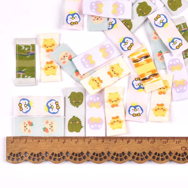 Mješovite boje, životinjski uzorak, 50 komada ručno izrađene tkane naljepnice za naljepnice za odjeću Crtani filmovi Torbe za cipele Oznake za odjeću 15x40 mm CP2779