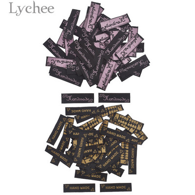 Lychee Life 50 τμχ Χειροποίητες υφαντές ετικέτες Επιστολή κέντημα που πλένεται Σημαία Ετικέτες για τσάντες ρούχων Αξεσουάρ ραπτικής DIY
