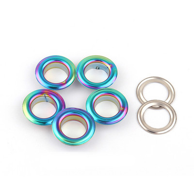 10/13 mm vikerkaare metallist aasa läbiviigud seibidega messingist aas lõuendi jaoks riided rihmad nahast käsitööjalatsid rahakott Aksessuaarid