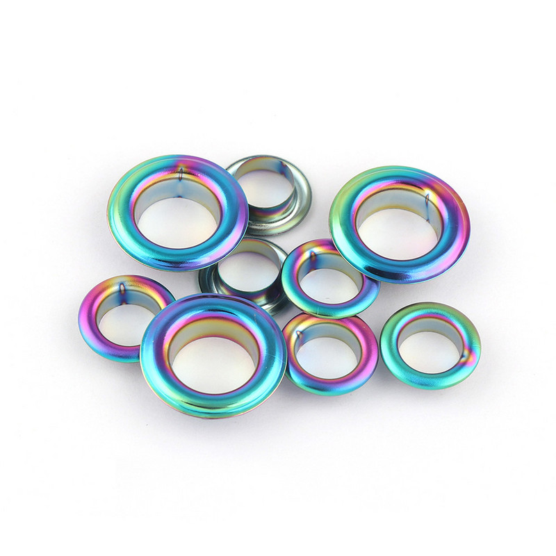 10/13 mm vikerkaare metallist aasa läbiviigud seibidega messingist aas lõuendi jaoks riided rihmad nahast käsitööjalatsid rahakott Aksessuaarid