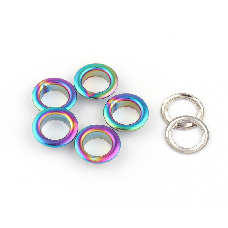 10/13 mm vikerkaare metallist aasa läbiviigud seibidega messingist aas lõuendi jaoks riided rihmad nahast käsitööjalatsid rahakott Aksessuaarid