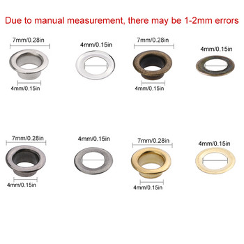 LMDZ 100 комплекта 4 мм метални кръгли пръстени за очи за ремонт на обувки, чанта, колан за дрехи, шапка, кожени аксесоари