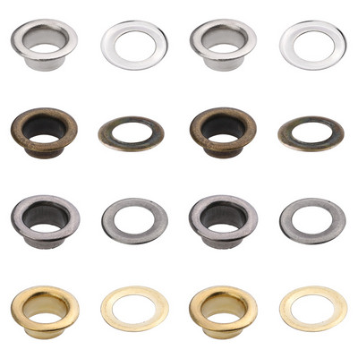 LMDZ 100sets 4mm Eyelet Grommet Metal Round Eye Rings for Repairing Shoes Bag Clothing Belt Hat Leathercraft Accessories