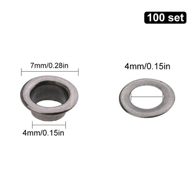 LMDZ 100sets 4mm ąselės įvorės metaliniai žiedai su apvaliomis akimis batų taisymui Krepšys Drabužiai Diržas Kepurė Odiniai aksesuarai
