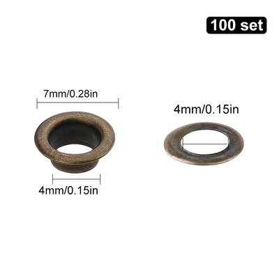 LMDZ 100sets 4mm ąselės įvorės metaliniai žiedai su apvaliomis akimis batų taisymui Krepšys Drabužiai Diržas Kepurė Odiniai aksesuarai