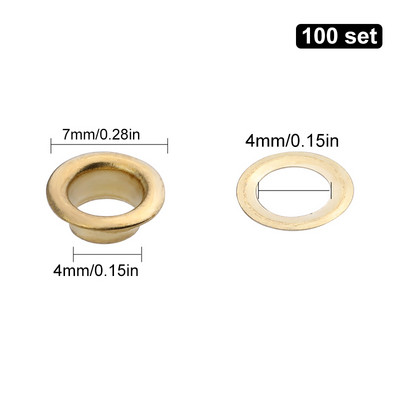 LMDZ 100sets 4mm ąselės įvorės metaliniai žiedai su apvaliomis akimis batų taisymui Krepšys Drabužiai Diržas Kepurė Odiniai aksesuarai