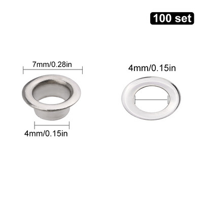 LMDZ 100sets 4mm ąselės įvorės metaliniai žiedai su apvaliomis akimis batų taisymui Krepšys Drabužiai Diržas Kepurė Odiniai aksesuarai