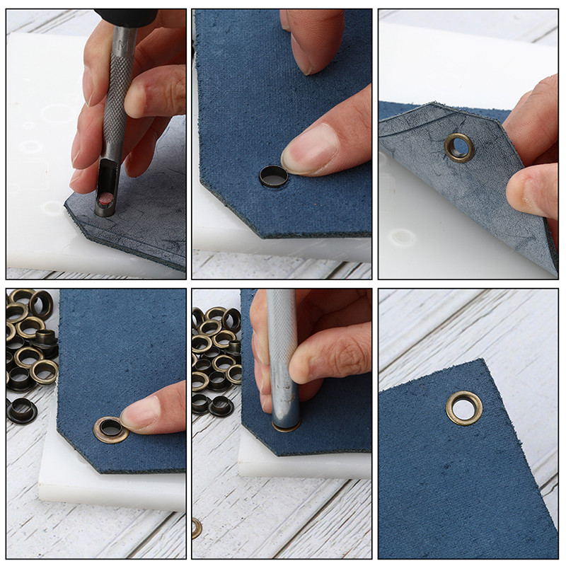 LMDZ 100sets 4mm ąselės įvorės metaliniai žiedai su apvaliomis akimis batų taisymui Krepšys Drabužiai Diržas Kepurė Odiniai aksesuarai