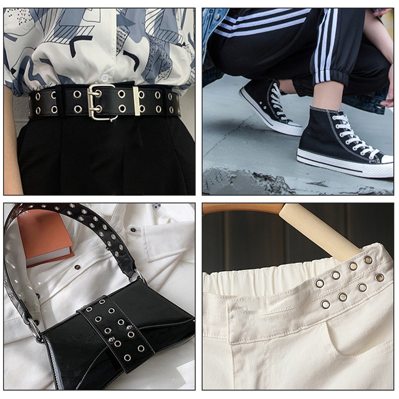 LMDZ 100sets 4mm ąselės įvorės metaliniai žiedai su apvaliomis akimis batų taisymui Krepšys Drabužiai Diržas Kepurė Odiniai aksesuarai