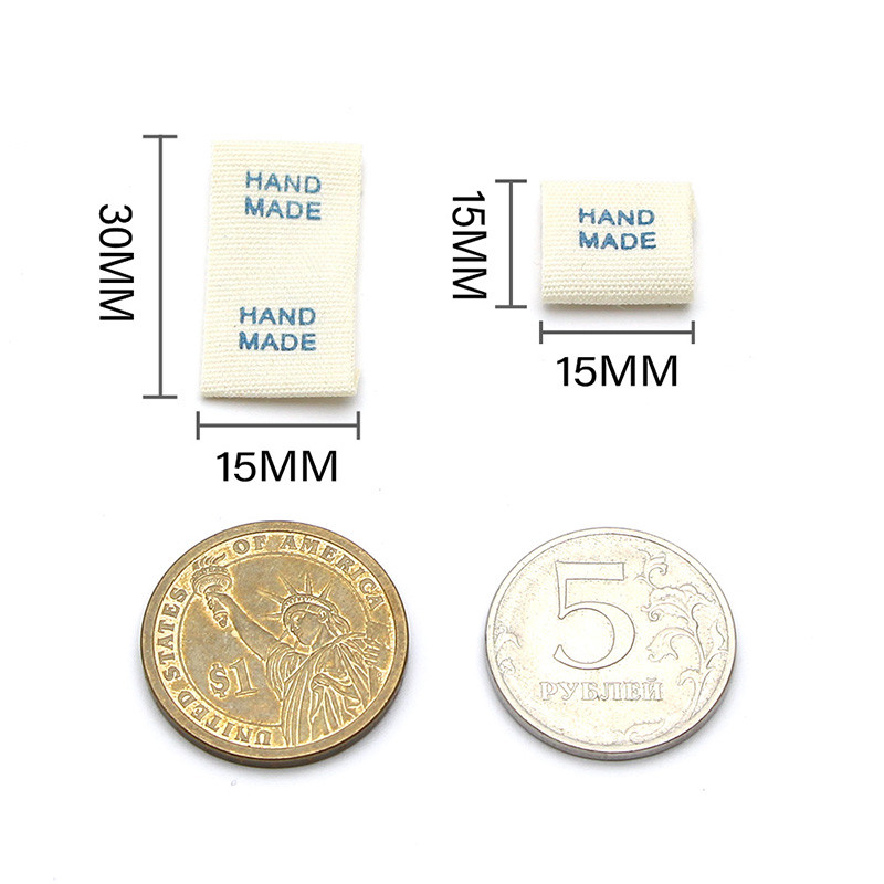 50 vnt. Rankų darbo etiketės Medvilninio audinio etiketės Rankų darbo drabužių etiketės Austos etiketės „pasidaryk pats“ Kepurės Krepšiai Siūti drabužių priedai 15*30 mm