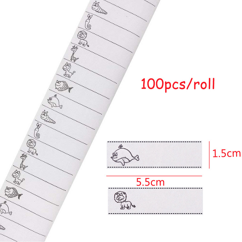 100 vnt / ritinys Lyginamos vardinės etiketės Skalbiamas drabužių audinys Žymeklių rinkinys Vaikiški drabužiai Vardų etiketės Siuvimo priedai