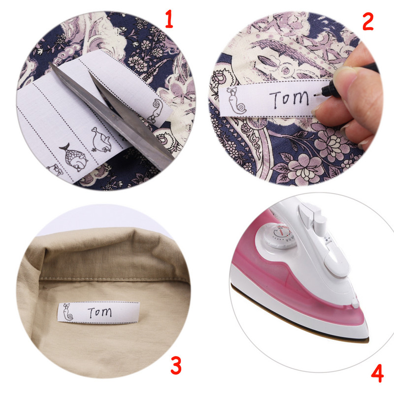 100 vnt / ritinys Lyginamos vardinės etiketės Skalbiamas drabužių audinys Žymeklių rinkinys Vaikiški drabužiai Vardų etiketės Siuvimo priedai
