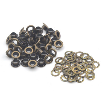 KALASO 100 szett keskeny élű 4 mm-es bronz színű tiszta sárgaréz anyagból átvezető lyuk alátéttel Fit bőr kézműves cipő övsapka