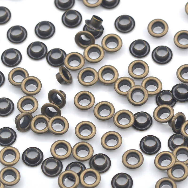 KALASO 100 szett keskeny élű 4 mm-es bronz színű tiszta sárgaréz anyagból átvezető lyuk alátéttel Fit bőr kézműves cipő övsapka