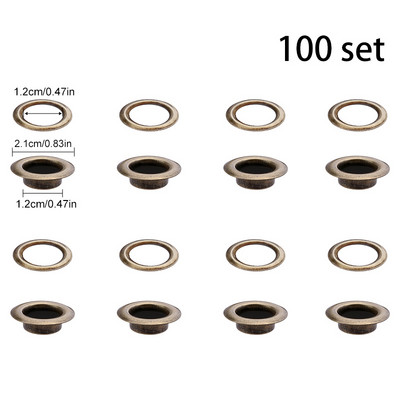 LMDZ 100 kompleta/vreći Metalne ušice od 12 mm s ušicama za DIY Scrapbooking Kapa Kožna torba za remen za cipele Oznaka Dodaci za odjeću