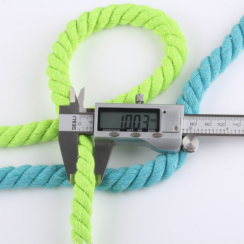 5 metrov 10 mm 3 kusy skrútených 100% farebných bavlnených šnúr/lano na tašku, bytové dekorácie, textilné doplnky, DIY