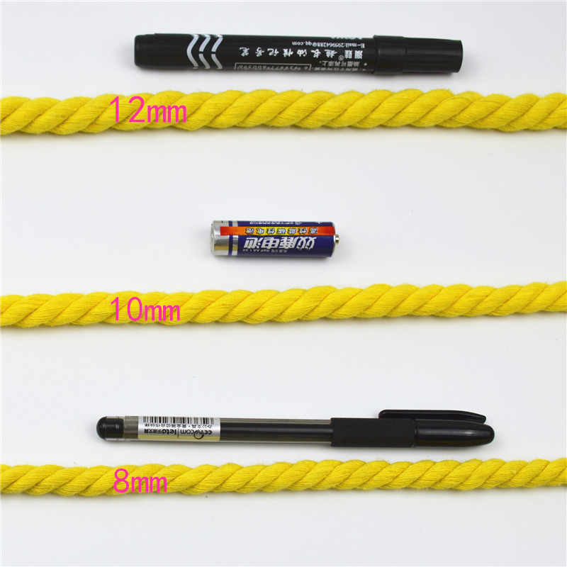 5 metrov 10 mm 3 kusy skrútených 100% farebných bavlnených šnúr/lano na tašku, bytové dekorácie, textilné doplnky, DIY