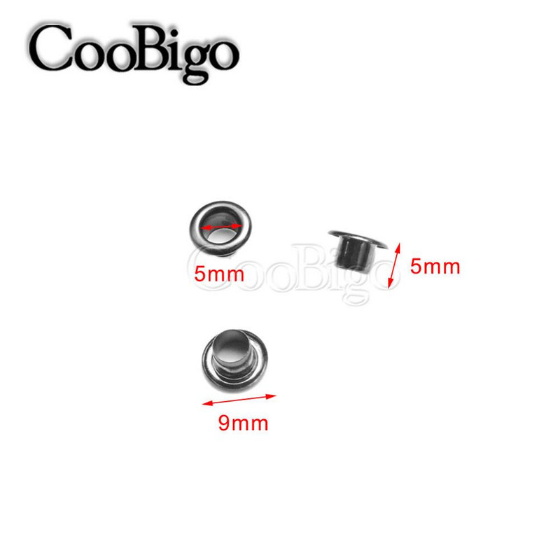 500vnt Metalinės kilpelės Apvalios akių žiedai remontui Odiniai amatai žygių batai Diržas Krepšys Žymė Drabužiai Skrybėlė Palapinės Priedai 5mm