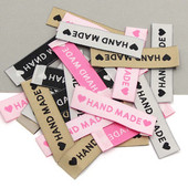 Ručno izrađene naljepnice u obliku srca Oznake za odjeću u obliku srca Ručno izrađena naljepnica Sew Rukotvorine DIY Kape Pokloni Šal Dodaci za odjeću 50kom 60x15MM