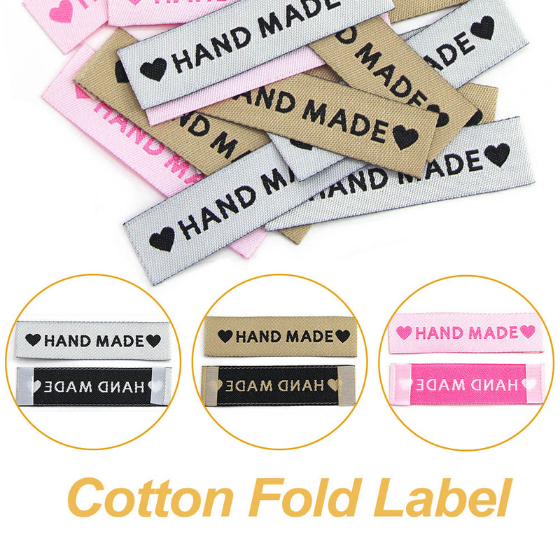 Ručno izrađene naljepnice u obliku srca Oznake za odjeću u obliku srca Ručno izrađena naljepnica Sew Rukotvorine DIY Kape Pokloni Šal Dodaci za odjeću 50kom 60x15MM
