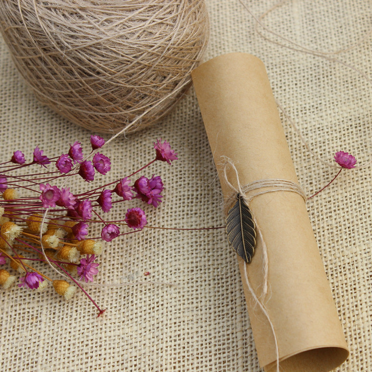 100M természetes juta zsákvászon fonott zsinórok kötél barkácsolás scrapbooking kézműves dekoráció karácsonyi esküvői parti ajándékcsomagoló cérna