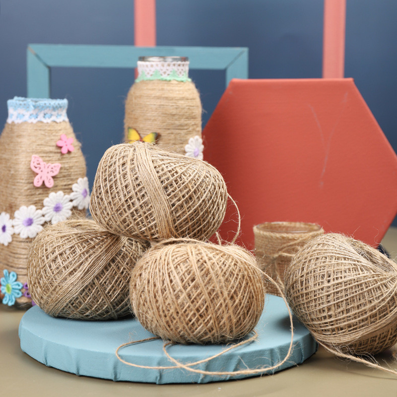 100M természetes juta zsákvászon fonott zsinórok kötél barkácsolás scrapbooking kézműves dekoráció karácsonyi esküvői parti ajándékcsomagoló cérna