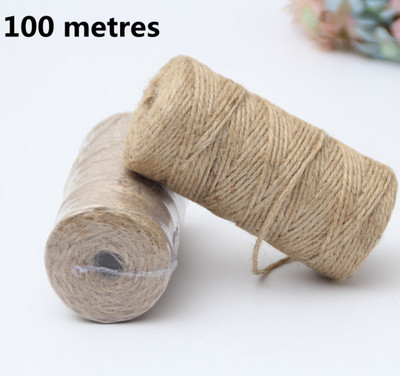 100M/ролка 2 мм памучно въже Цветен канап Макраме Шнур Въже Струна Конец Направи си сам Занаяти Плетен усукан памучен домашен текстилен декор