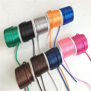 42 цвята 2 mm X 10 m/ролка Здраво плетено макраме от копринен сатен Найлонов шнур Въже Направи си сам Изработване на находки Конец с мъниста Тел 2 mm