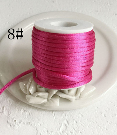 42 boje 2 mm X 10 m/rola Čvrsto pleteno makrame svileno satensko najlonsko uže za užad DIY Izrada nalaza Konac za perle Žica 2 mm