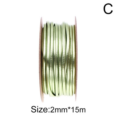 15 m/tekercs egyszínű PU bőr kötél 2 mm szélesség fényes fonott kötél DIY szövésű kézműves anyag varró szalag kézzel készített kellékek