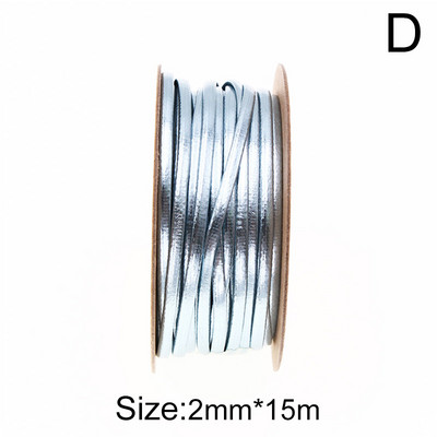 15 m/tekercs egyszínű PU bőr kötél 2 mm szélesség fényes fonott kötél DIY szövésű kézműves anyag varró szalag kézzel készített kellékek