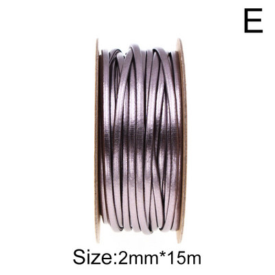 15 m/tekercs egyszínű PU bőr kötél 2 mm szélesség fényes fonott kötél DIY szövésű kézműves anyag varró szalag kézzel készített kellékek