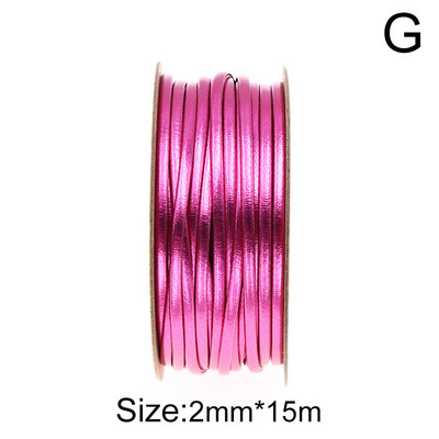 15 m/tekercs egyszínű PU bőr kötél 2 mm szélesség fényes fonott kötél DIY szövésű kézműves anyag varró szalag kézzel készített kellékek